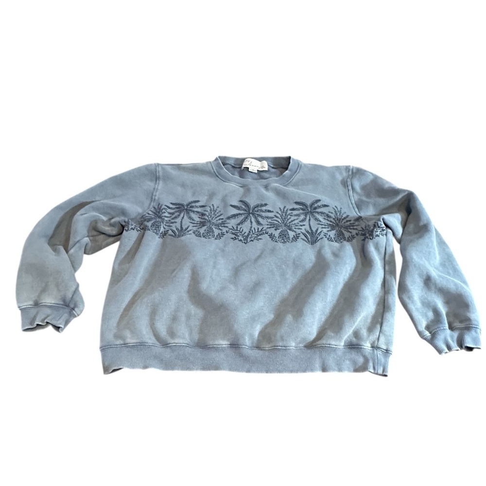 Vintage women’s‎ Havana Palm Tree Sweatshirt Medium Faded Blue Cropped Crewneck